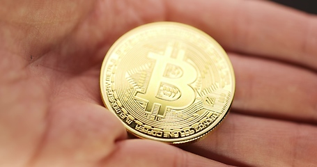 Image showing Physical bitcoin closeup photo