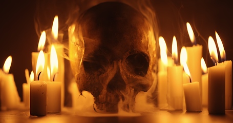 Image showing Candles on table closeup photo