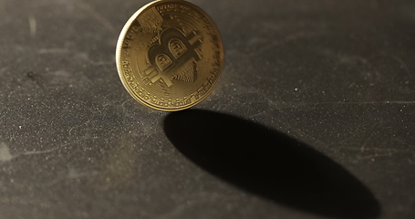 Image showing Physical bitcoin closeup photo