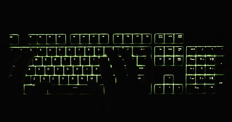 Image showing illuminated mechanical keyboard closeup photo