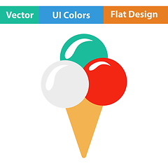 Image showing Flat design icon of Ice-cream cone