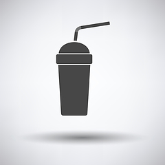 Image showing Disposable soda cup and flexible stick icon