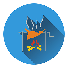 Image showing Icon of roasting meat on fire