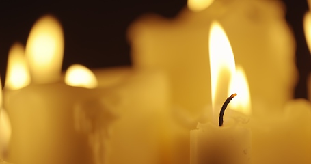 Image showing Candles on table closeup photo