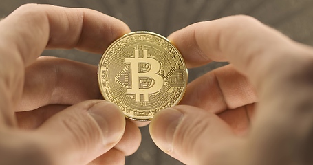 Image showing Physical bitcoin closeup photo