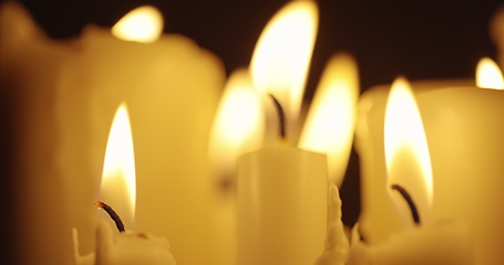 Image showing Candles on table closeup photo