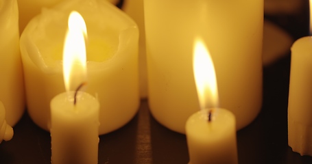 Image showing Candles on table closeup photo