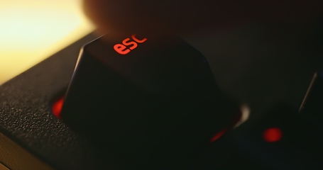 Image showing illuminated mechanical keyboard closeup photo