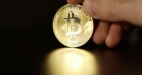 Image showing Physical bitcoin closeup photo