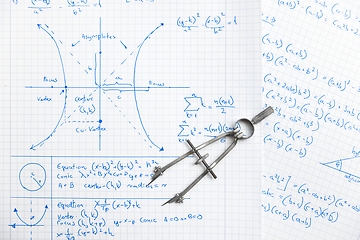 Image showing Math exersize in white notebook closeup