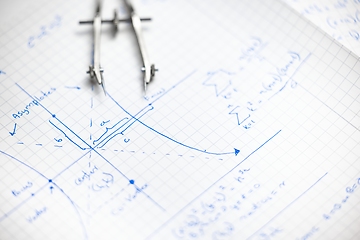 Image showing Math exersize in white notebook closeup