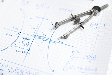 Image showing Math exersize in white notebook closeup