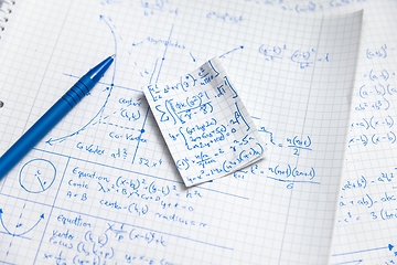 Image showing Math exersize in white notebook closeup