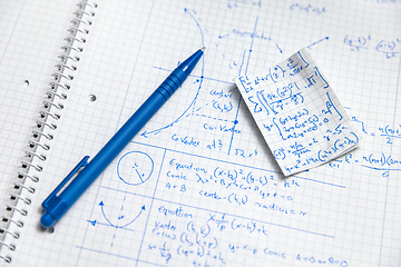 Image showing Math handwriting in notebook closeup