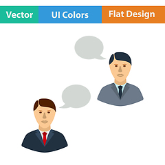 Image showing Flat design icon of Chating businessmen
