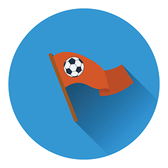 Image showing Football fans waving flag with soccer ball icon