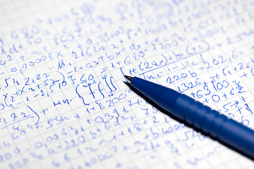 Image showing Math handwriting in notebook closeup