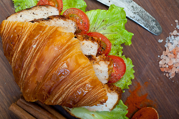 Image showing savory croissant brioche bread with chicken breast 