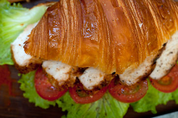 Image showing savory croissant brioche bread with chicken breast 