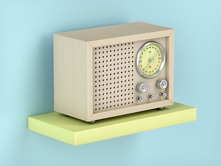 Image showing Wooden retro radio