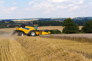 Image showing Summer harvesting with automatic harvester