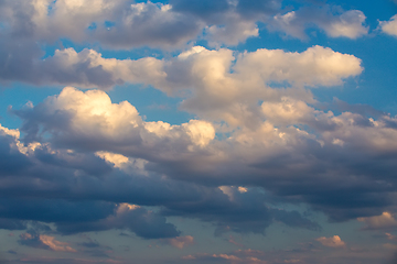 Image showing White clouds on evening blue sky