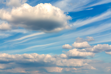 Image showing White clouds on evening blue sky