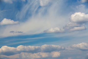 Image showing White clouds on evening blue sky