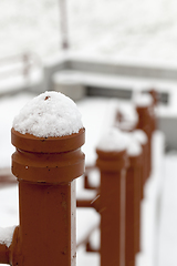 Image showing Metal railing, winter