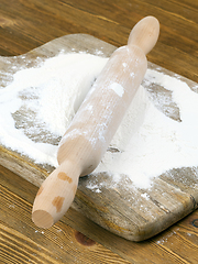 Image showing flour on wooden board