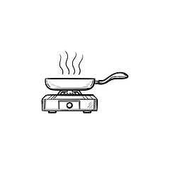 Image showing Frying pan hand drawn sketch icon.