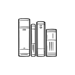 Image showing School books on literature hand drawn sketch icon.