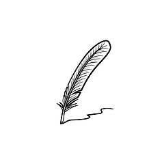 Image showing Writing feather hand drawn sketch icon.