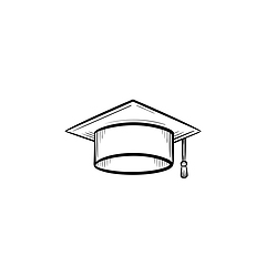 Image showing Graduation cap hand drawn sketch icon.