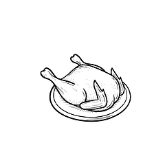 Image showing Cooked chicken hand drawn sketch icon.