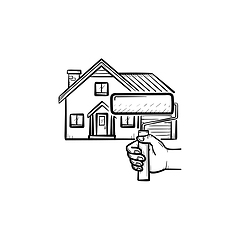 Image showing House painting hand drawn sketch icon.