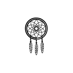 Image showing Dreamcatcher hand drawn sketch icon.