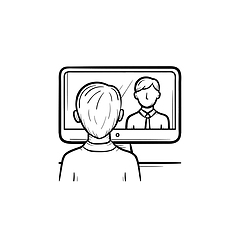 Image showing Man in the office hand drawn sketch icon.