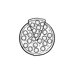 Image showing Italian pizza hand drawn sketch icon.