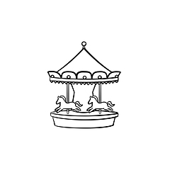 Image showing Merry-go-round carousel hand drawn outline doodle icon.