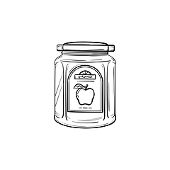 Image showing Apple jam in a glass jar hand drawn sketch icon.