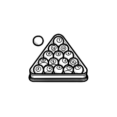 Image showing Billiards rack hand drawn sketch icon.