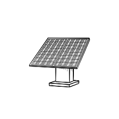 Image showing Solar panel hand drawn sketch icon.