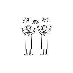 Image showing University graduates hand drawn sketch icon.