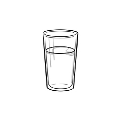 Image showing Glass of water hand drawn sketch icon.