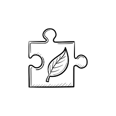 Image showing Puzzle piece hand drawn sketch icon.