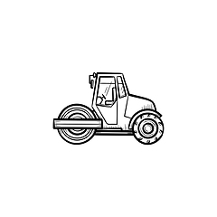 Image showing Steamroller hand drawn sketch icon.