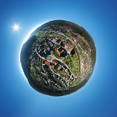 Image showing little planet panorama of the beautiful water castle at Glatt Ge