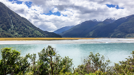 Image showing riverbed landscape scenery in south New Zealand