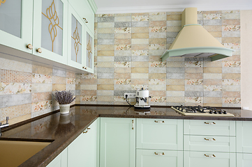 Image showing Modern white kitchen clean interior design